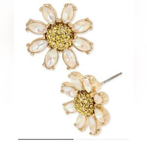 Betsey Johnson Gold-Tone Crystal Daisy Stud Earrings